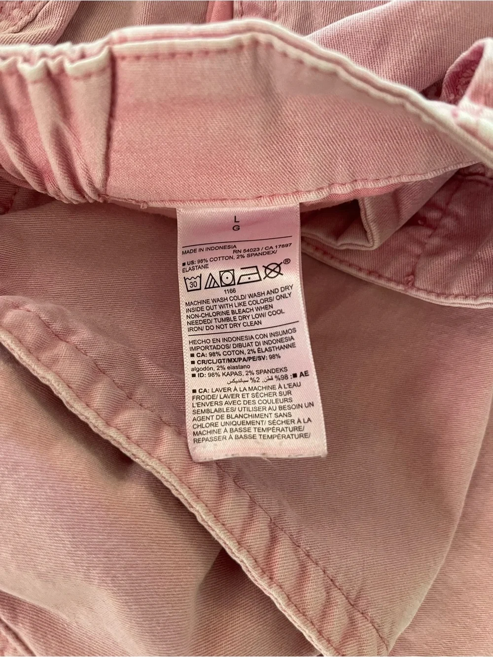 Old Navy Pink Chino Shorts Women’s Large Elastic Waist Casual 5” Inseam GUC - Picture 4 of 4